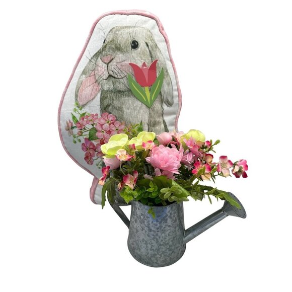 Bundle of Easter Home Decor, Pillow and Watering Can with Flowers - Picture 1 of 4